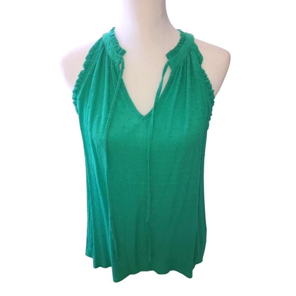 Staccato‎ Tank Top Halter Preppy Kelly Green Crepe size M